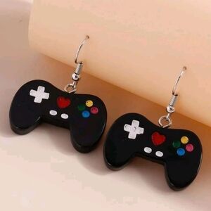 Black Video Game Controller Drop Earrings